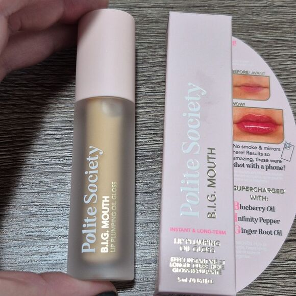 🎁$6 Bundled 🎁Polite Society Lip Plumping Oil Blueberry Pepper & Ginger Root - Picture 1 of 7